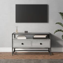 Berkfield Home TV Cabinet Grey Sonoma 80x35x45 cm Engineered Wood - Size: 80 x 35 x 45 cm - thumbnail 1