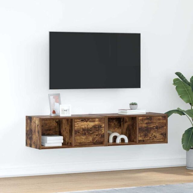 Berkfield Home TV Cabinets 2 pcs Smoked Oak 60x31x25.5 cm Engineered Wood in Brown - image 1