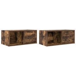 Berkfield Home TV Cabinets 2 pcs Smoked Oak 60x31x25.5 cm Engineered Wood in Brown - thumbnail 2