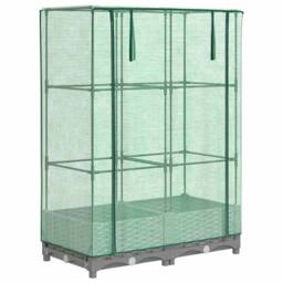 Berkfield Home Raised Bed with Greenhouse Cover Rattan Look 80x40x123 cm in Light Grey - Size: 80 x 40 x 123 cm - thumbnail 3
