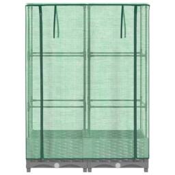 Berkfield Home Raised Bed with Greenhouse Cover Rattan Look 80x40x123 cm in Light Grey - Size: 80 x 40 x 123 cm - thumbnail 4
