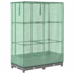Berkfield Home Raised Bed with Greenhouse Cover Rattan Look 80x40x123 cm in Light Grey - Size: 80 x 40 x 123 cm - thumbnail 6