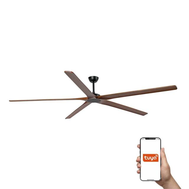 Netlighting Bigwood XXL 5 Blade Ceiling Fan Matt Black Walnut Tuya Smart System in Brown - image 1