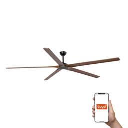 Netlighting Bigwood XXL 5 Blade Ceiling Fan Matt Black Walnut Tuya Smart System in Brown