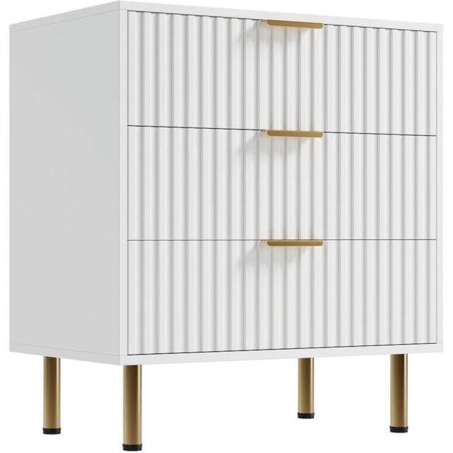 VOGREX Modern 3 Drawer Dresser Bedroom Wood in White - image 1