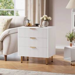 VOGREX Modern 3 Drawer Dresser Bedroom Wood in White - thumbnail 5