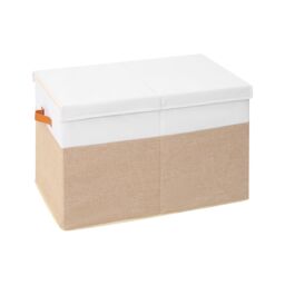 Xample Large Collapsible Storage Box Folding Jumbo Storage Chest Toys Kids Room Toy Box in Beige - thumbnail 2