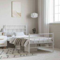 Berkfield Home Metal Bed Frame with Headboard & Footboard White 100x190 cm - thumbnail 2