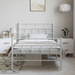 Berkfield Home Metal Bed Frame with Headboard & Footboard White 100x190 cm - thumbnail 4