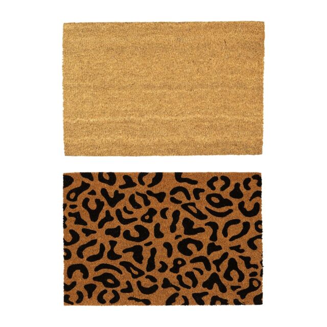 Nicola Spring Coir Door Mat Set - 60 x 40cm - Leopard - Size: 40 cm x 60 cm - image 1