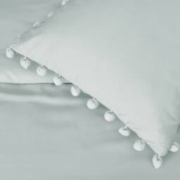 Smart Living Luxury Super Soft Pom Pom Duvet Cover & Pillowcases in Duck Egg Blue - Size: Super King - thumbnail 5
