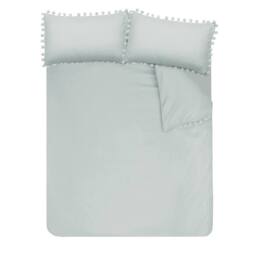 Smart Living Luxury Super Soft Pom Pom Duvet Cover & Pillowcases in Duck Egg Blue - Size: Super King - thumbnail 9