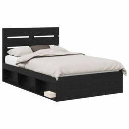 Berkfield Home Bed Frame with Headboard Black 120 x 200 cm Solid Pine Wood - thumbnail 2