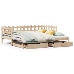 Berkfield Home Daybed with Trundle & Drawers without Mattress 80x200 cm in Brown - thumbnail 2