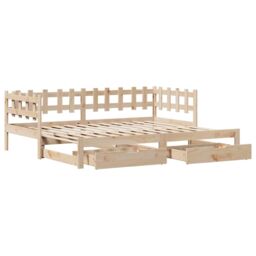Berkfield Home Daybed with Trundle & Drawers without Mattress 80x200 cm in Brown - thumbnail 3