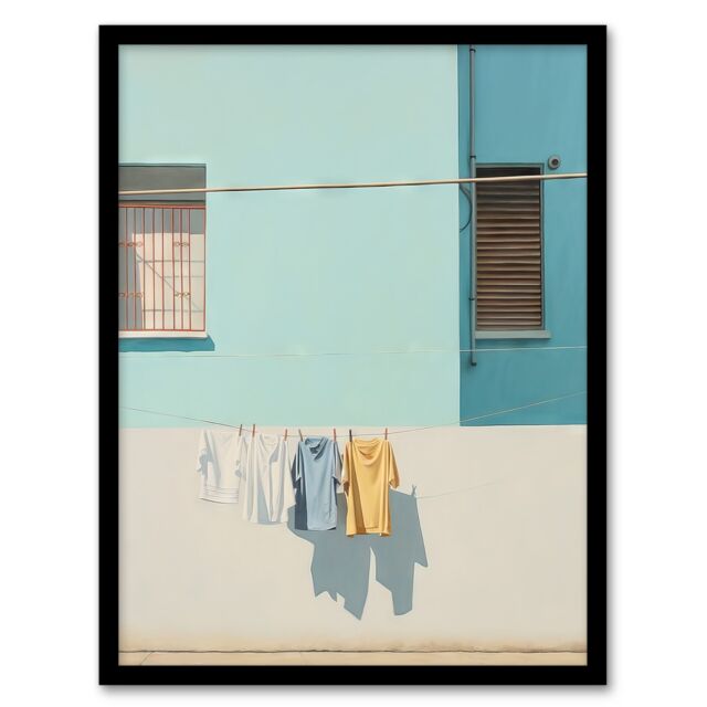 Artery8 Wall Art Print Washing Day Blues (And Yellow) By Amy Denver Minimalist Soft Pastel Palette Laundry Room Minimalism Simple Modern Artwork Art - image 1
