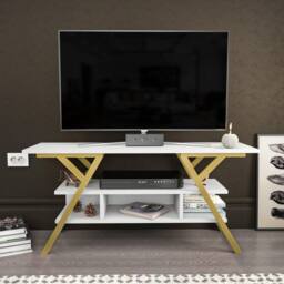 Decorotika Minerva TV Unit for TV's up to 55 inch in Gold - thumbnail 1