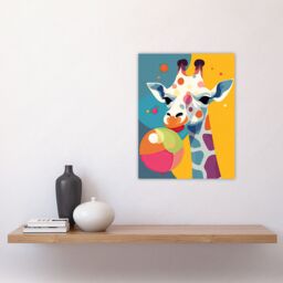 "Artery8 Wall Art Print Cute Colourful Giraffe With Balloon Graphic Artwork Zoo Animal Birthday Party Kids Bedroom Painting Poster - Size: W18"" x H24""" - thumbnail 4