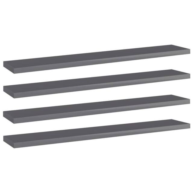 Berkfield Home Bookshelf Boards 4 pcs High Gloss Grey 60x10x1.5 cm Engineered Wood - image 1