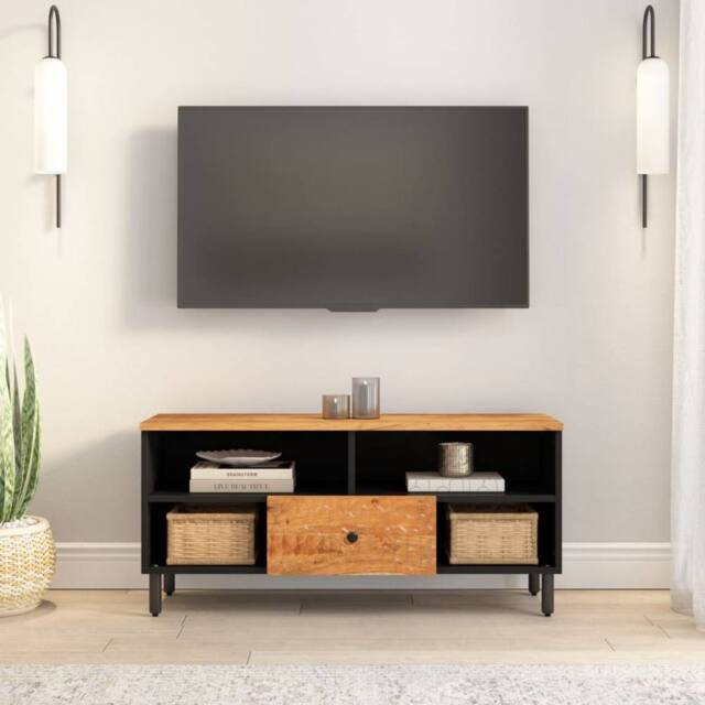Berkfield Home TV Cabinet 100x33x46 cm Solid Wood Acacia in Brown - Size: 100 x 33 x 46 cm - image 1