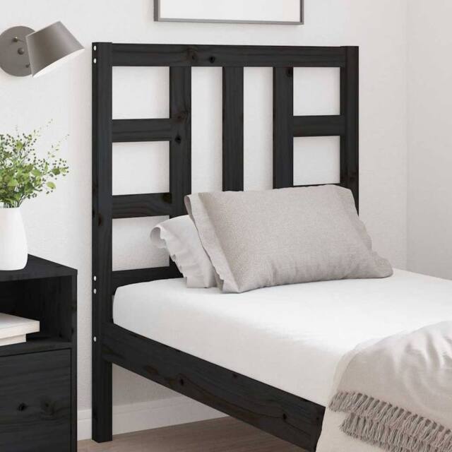 Berkfield Home Beautiful Bed Headboard Black 81x4x100 cm Solid Wood Pine - Size: 81 x 4 x 100 cm - image 1