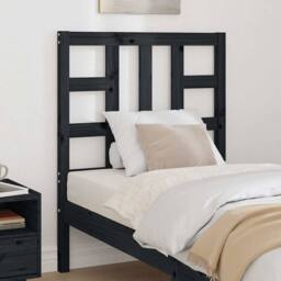 Berkfield Home Beautiful Bed Headboard Black 81x4x100 cm Solid Wood Pine - Size: 81 x 4 x 100 cm - thumbnail 2