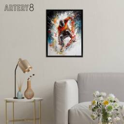 "Artery8 Extreme Sports Snowboarding Paint Splat Framed Canvas Wall Art Print - Size: W18"" x H24""" - thumbnail 3