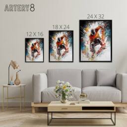 "Artery8 Extreme Sports Snowboarding Paint Splat Framed Canvas Wall Art Print - Size: W18"" x H24""" - thumbnail 4