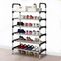 SPETLEK Large 6 Tier 24 Pairs Shoe Rack Heavy in Silver - Size: 0.6m2 - thumbnail 5