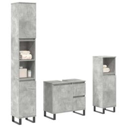 Berkfield Home 3 Piece Bathroom Furniture Set Concrete Grey Engineered Wood - thumbnail 1