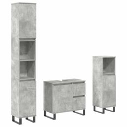 Berkfield Home 3 Piece Bathroom Furniture Set Concrete Grey Engineered Wood - thumbnail 2