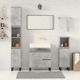 Berkfield Home 3 Piece Bathroom Furniture Set Concrete Grey Engineered Wood - thumbnail 3