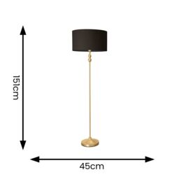 ValueLights Maggie Gold Metal Candlestick Floor Lamp with Fabric Lamp Shade in Black - thumbnail 5