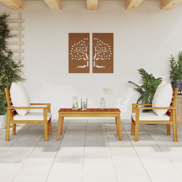 Berkfield Home 3 Piece Garden Lounge Set with Cushions Solid Wood Acacia in Brown - image 1