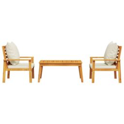 Berkfield Home 3 Piece Garden Lounge Set with Cushions Solid Wood Acacia in Brown - thumbnail 3