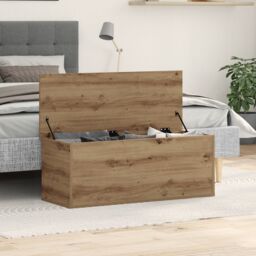 Berkfield Home Storage Box in Artisan Oak - 90x35x35 cm, Made from Engineered Wood in Brown - Size: 90 x 35 x 35 cm - thumbnail 4