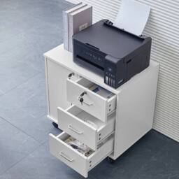 FORGEVIO Office Filing Cabinet with Storage Drawers Wheels, Printer Stand in White - thumbnail 4