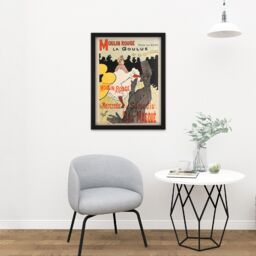 "Artery8 Wall Art Print Toulouse-Lautrec Dancer La Goulue Moulin Rouge Advert Large Framed Wall Décor Art in White - Size: W18"" x H24""" - thumbnail 2