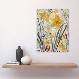 "Artery8 Daffodils Floral Artwork Spring Wildflowers Wall Art Print in Yellow - Size: W24"" x H32""" - thumbnail 4