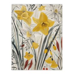 "Artery8 Daffodils Floral Artwork Spring Wildflowers Wall Art Print in Yellow - Size: W24"" x H32""" - thumbnail 1