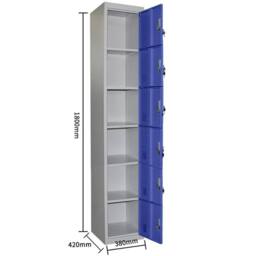 FORGEVIO 6 Door Deep Blue Locker Home Office Lockable Cabinet - Size: 0.6m2 - thumbnail 2