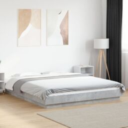 Berkfield Home Bed Frame without Mattress Concrete Grey 150x200 cm King Size - thumbnail 1