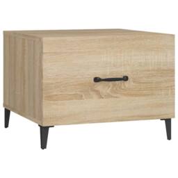 Berkfield Home Coffee Table with Metal Legs 2 pcs Sonoma Oak 50x50x40 cm in Light Oak - Size: 50 x 50 x 40 cm - thumbnail 6