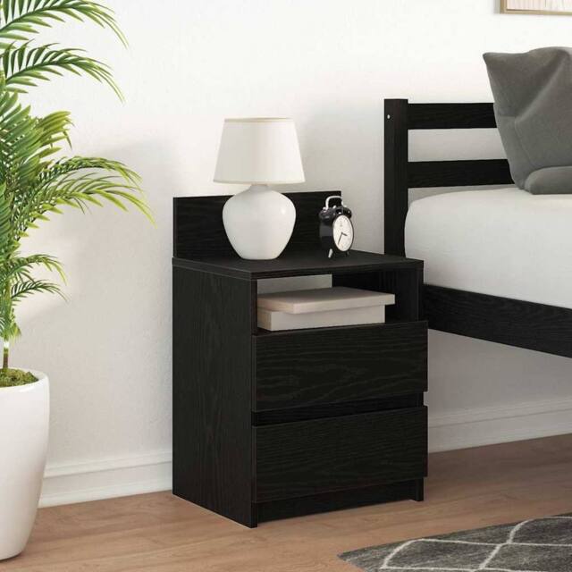 Berkfield Home Durable Bedside Cabinet with 2 Drawers Black 40x33x60 cm - Size: 40 x 33 x 60 cm - image 1