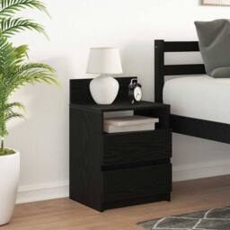 Berkfield Home Durable Bedside Cabinet with 2 Drawers Black 40x33x60 cm - Size: 40 x 33 x 60 cm - thumbnail 1