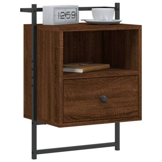 Berkfield Home Decorative Bedside Cabinets Wall-mounted 2 pcs Smoked Oak 35x30x5 in Brown - image 1