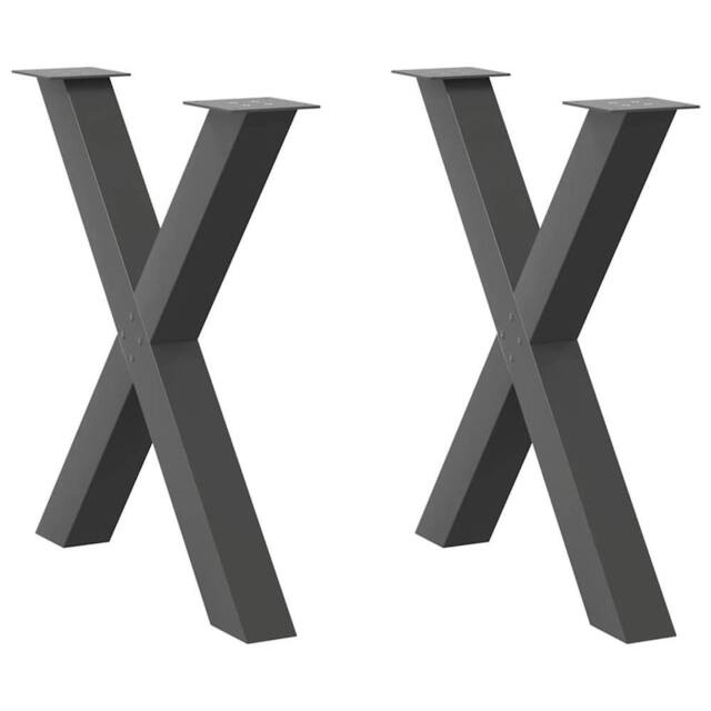 Berkfield Home Dining Table Legs X-Shaped 2 pcs Anthracite 70x(72-73) cm Steel in Black - image 1