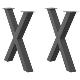 Berkfield Home Dining Table Legs X-Shaped 2 pcs Anthracite 70x(72-73) cm Steel in Black - thumbnail 1