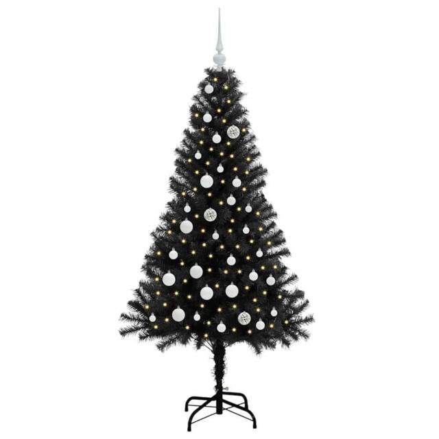 Berkfield Home Lush Christmas Tree with 150 LEDs with Stand Black 150 cm PVC - image 1