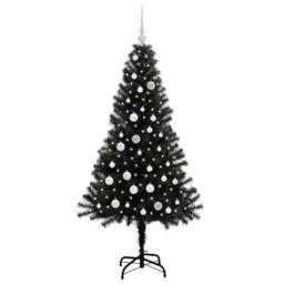 Berkfield Home Lush Christmas Tree with 150 LEDs with Stand Black 150 cm PVC